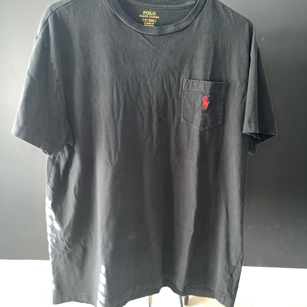 Polo by Ralph Lauren Men's Black Tee with Red Logo